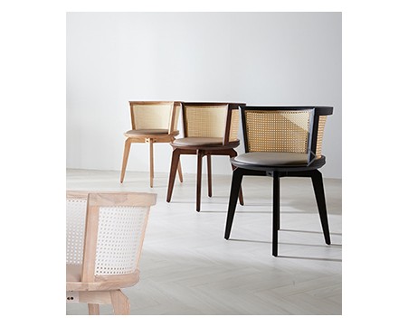 C501 에쉬원목+PU+인조라탄/원목의자/나무의자/목재의자