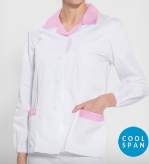 긴팔 TC45수 쿨스판 위생복 셔츠(여성용) /핑크체크(FS-120)   유니폼